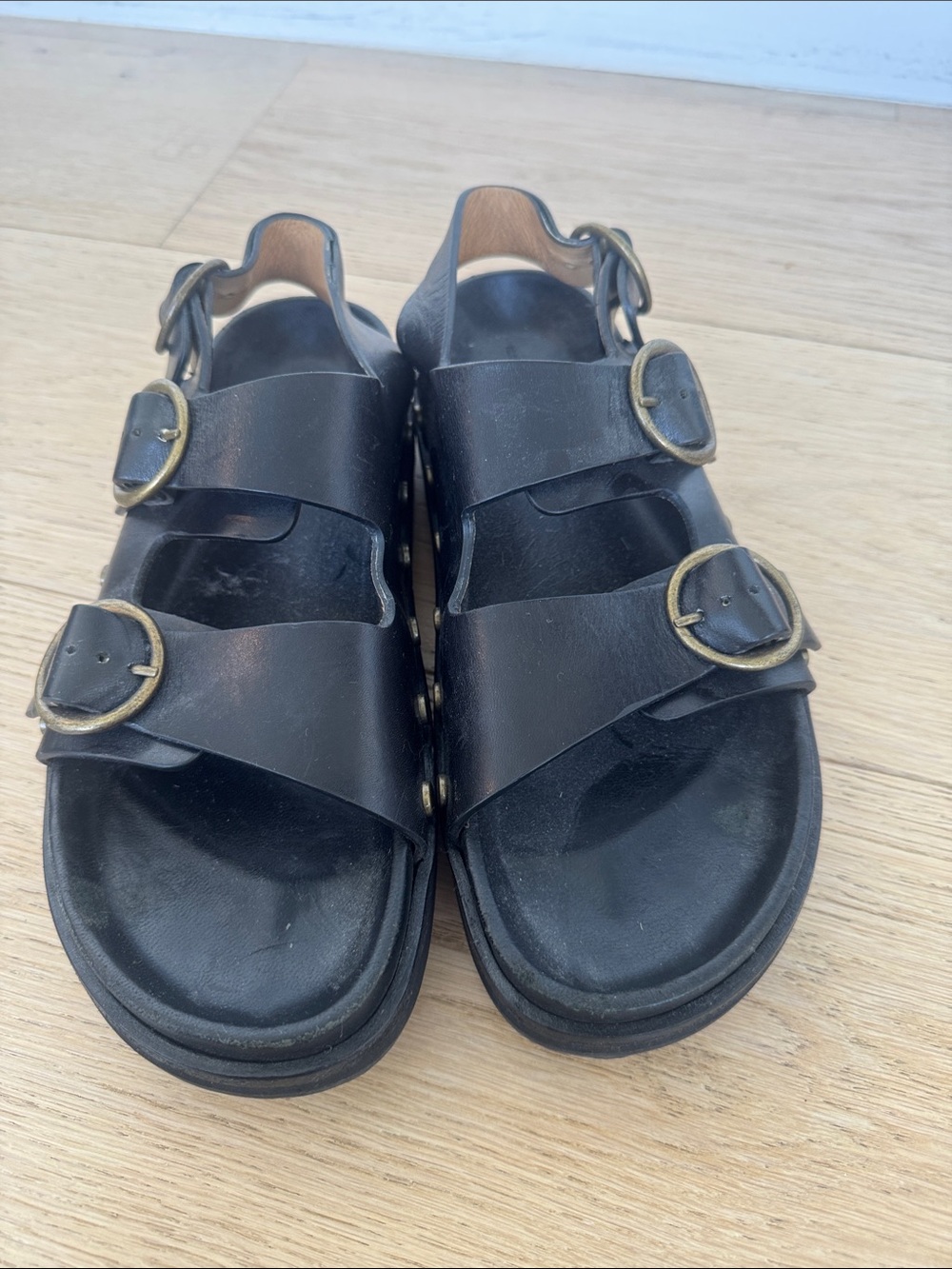 Isabel Marant Black Leather Buckle Sandals